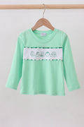 Green parade embroidery top