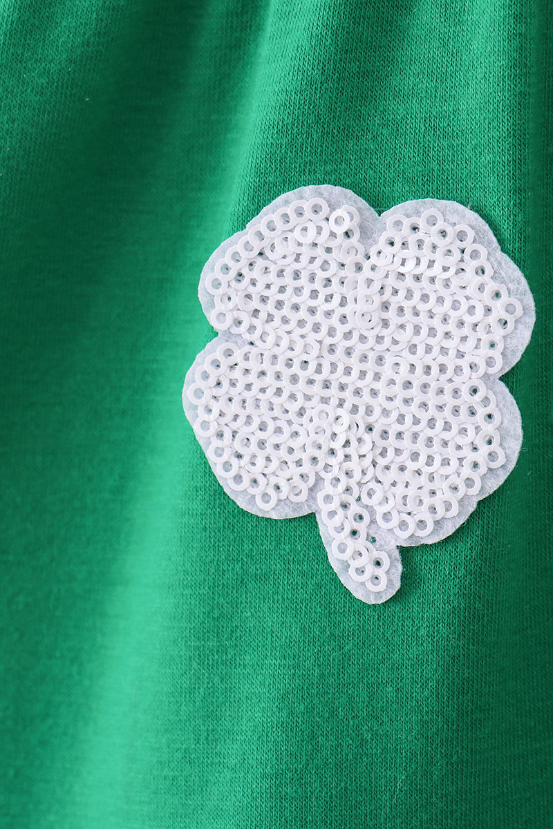 Green clover sequin ruffle tiered dress