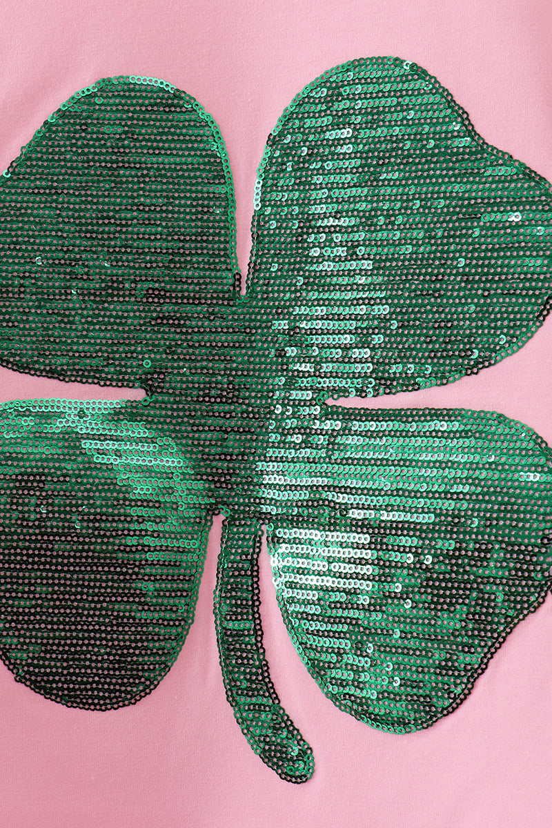 Pink clover glitter mom&me top