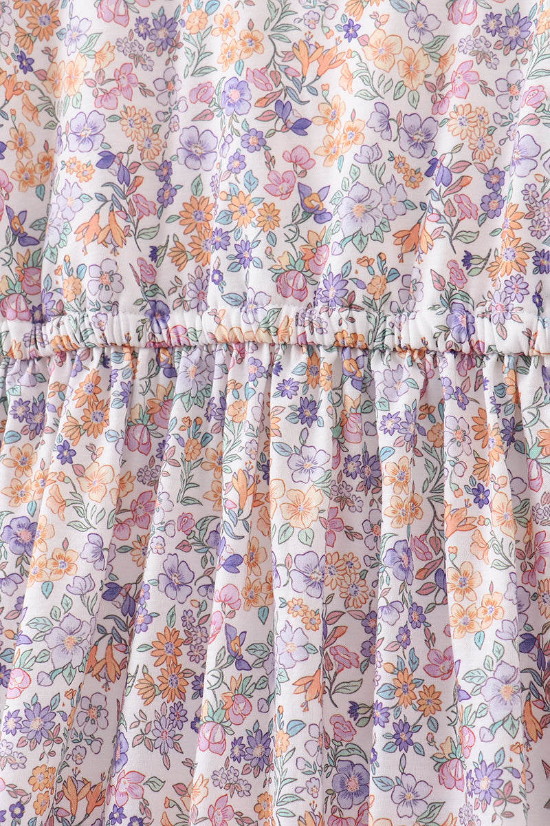 Purple floral lace women dress