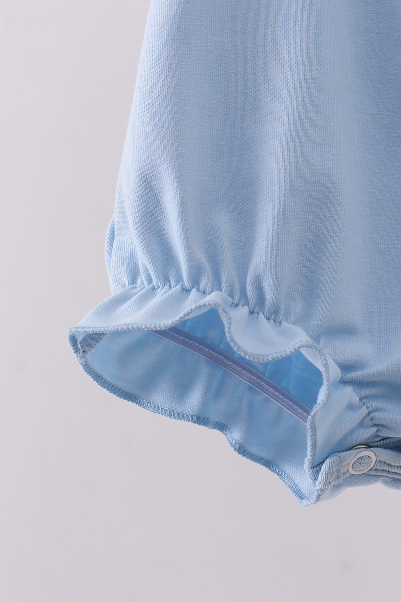 Blue bunny applique ruffle bubble