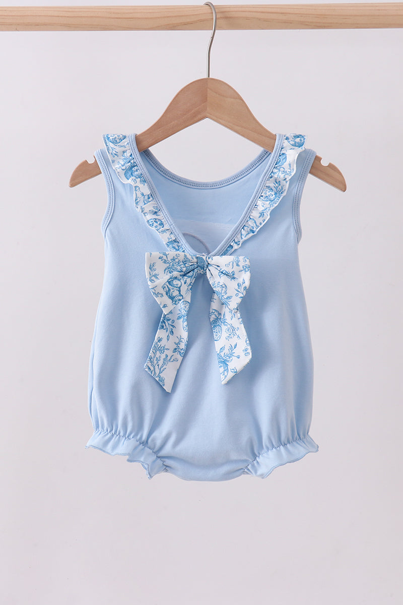Blue bunny applique ruffle bubble