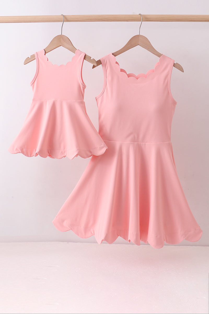 Pink scalloped active mom&me dress