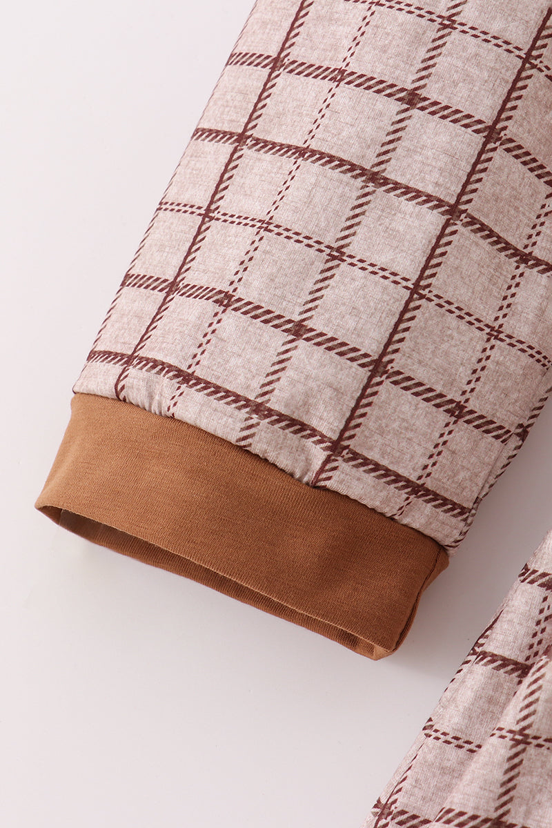 Brown plaid mom dress