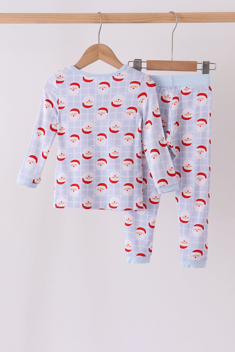 Blue Santa Claus Bamboo Pajama Set