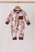Brown Milk Cookie Print Romper