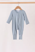 Blue zipper bamboo romper