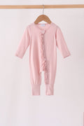 Pink ruffle zipper bamboo romper