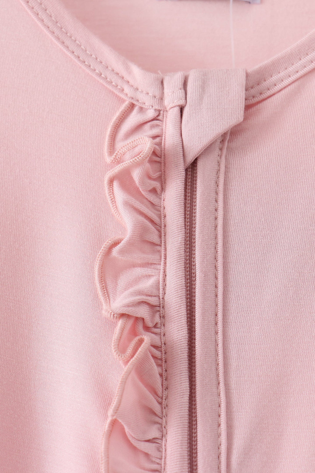 Pink ruffle zipper bamboo romper