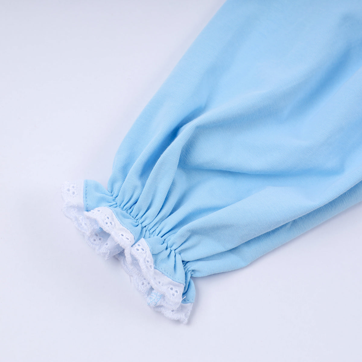 Blue nativity hand smocked ruffle pants set
