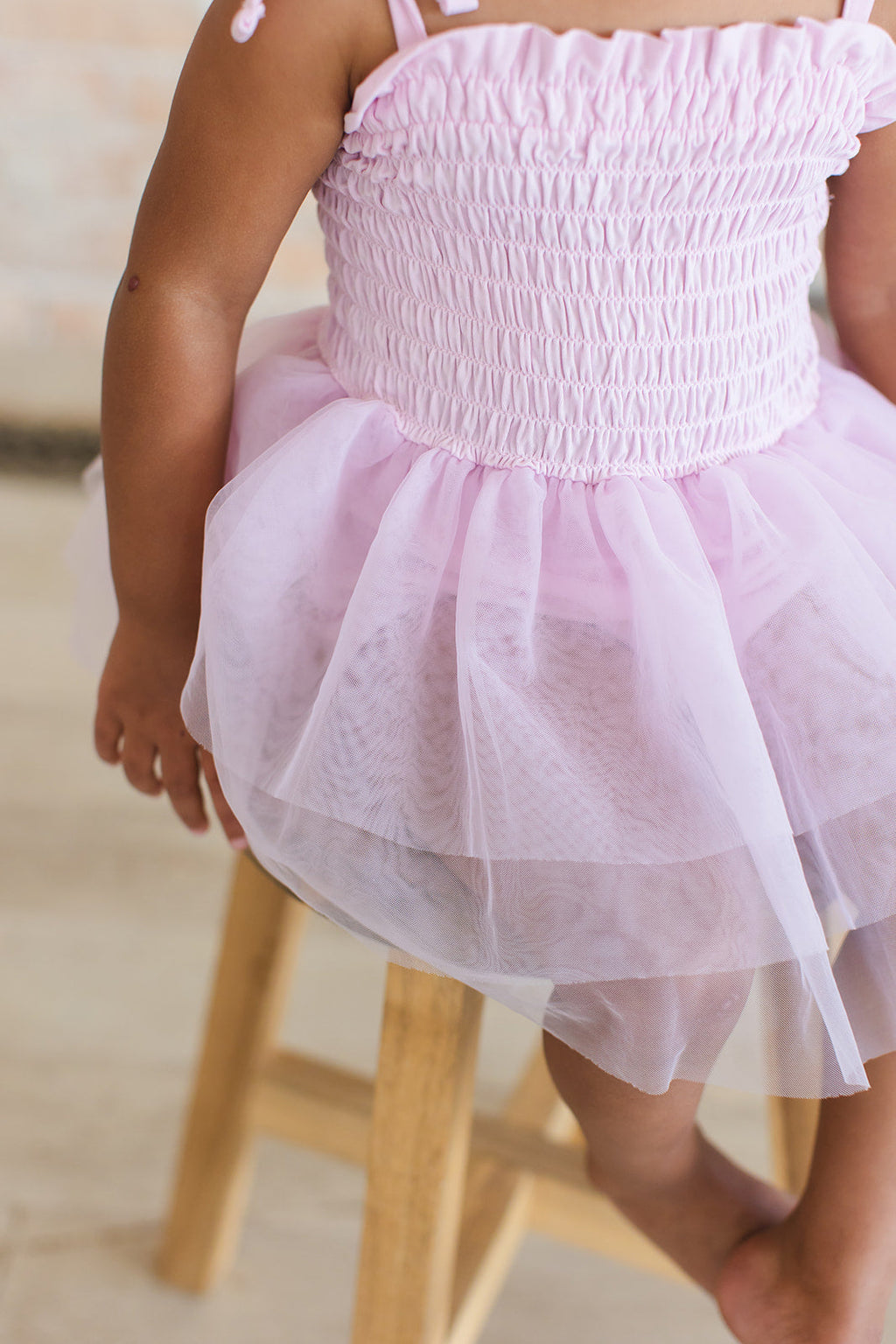 Petal - Smocked Tulle Bodysuit Dress