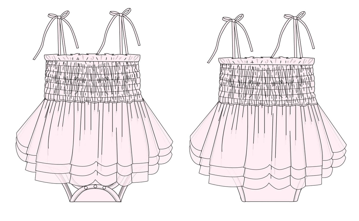 Petal - Smocked Tulle Bodysuit Dress