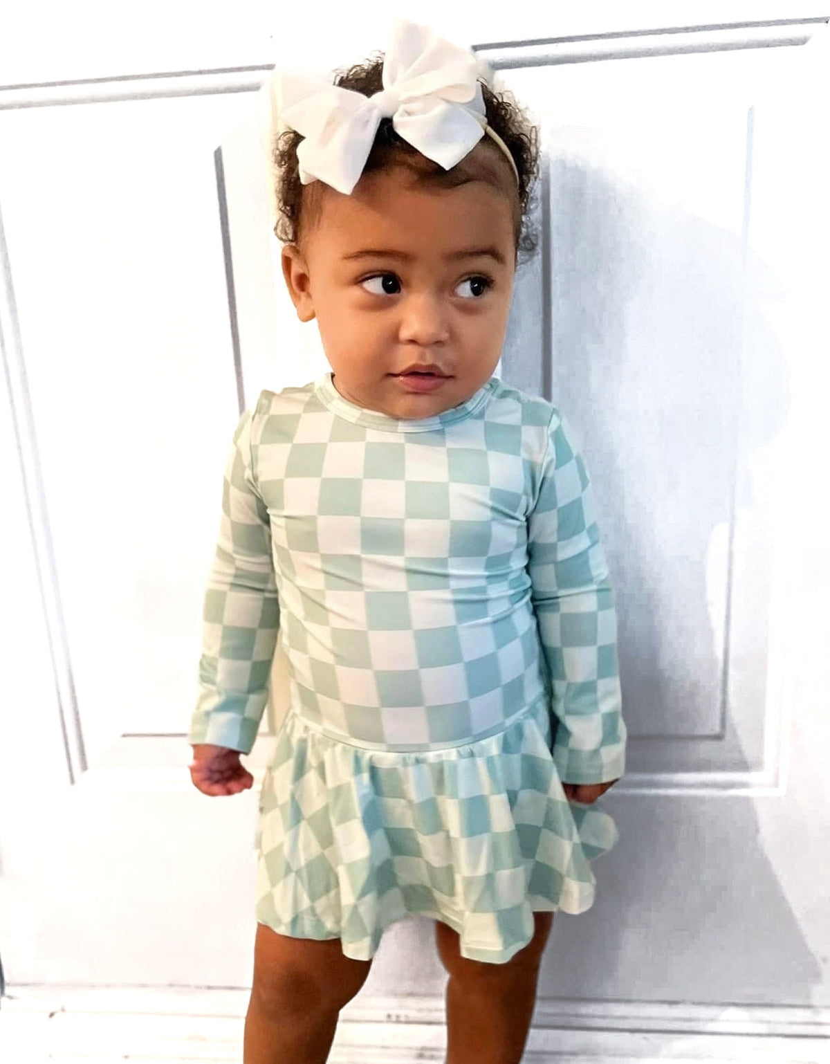 Frosty Mint Checkers | Twirl Dress