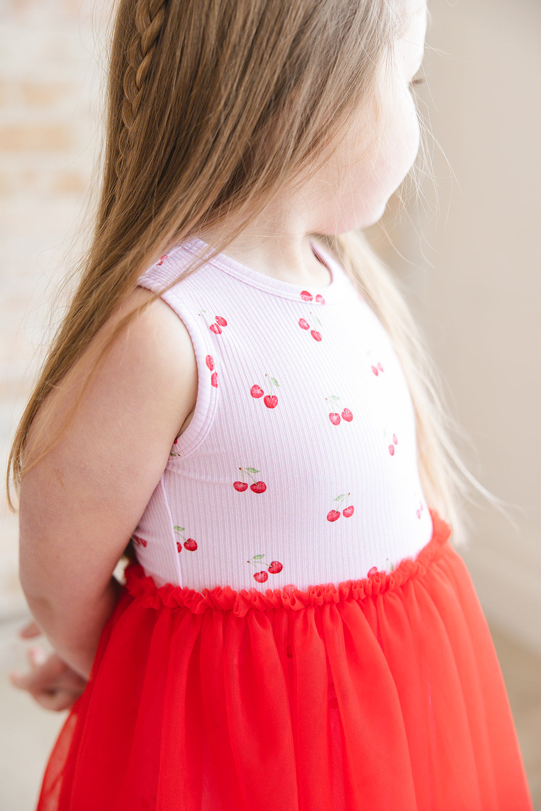 Cherry (ribbed) - Tulle Twirl Dress