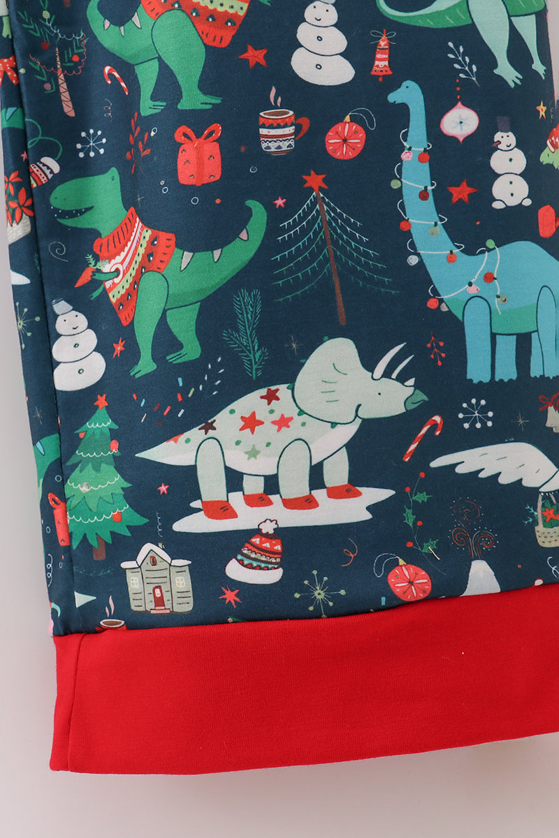 Green dinosaur print dad pajamas pants