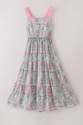 Green dream garden tiered mom dress