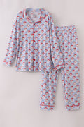 Blue santa claus bamboo dad pajamas set