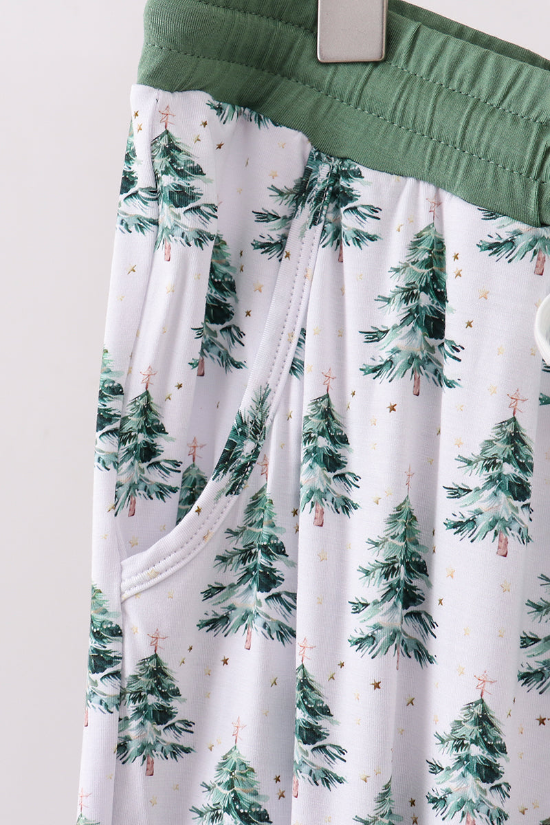 Green christmas tree bamboo mom pants