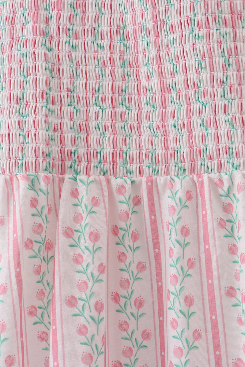 Floral tulip smocked mom dress