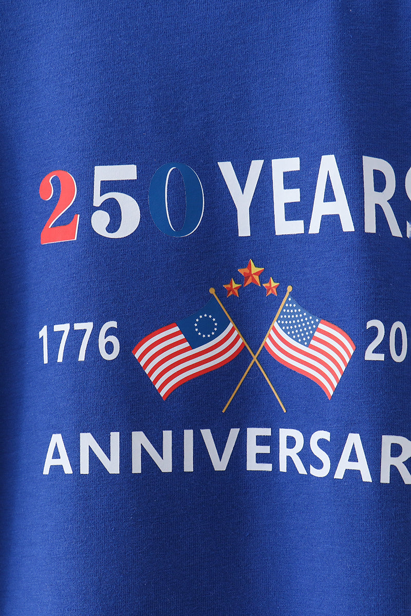 Blue 250 Years flag family top