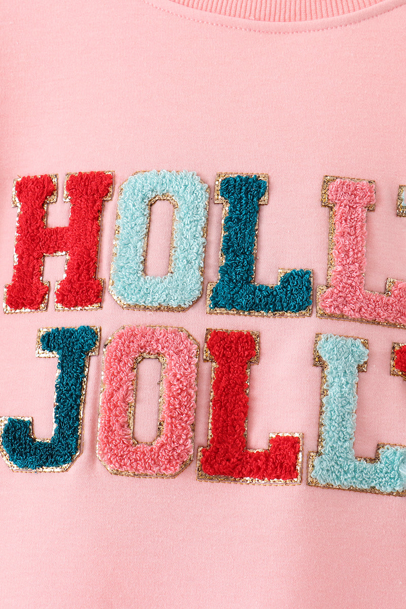 Pink Holly Jolly French Knot Mom&me Top