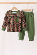 Green camouflage pocket jogger set