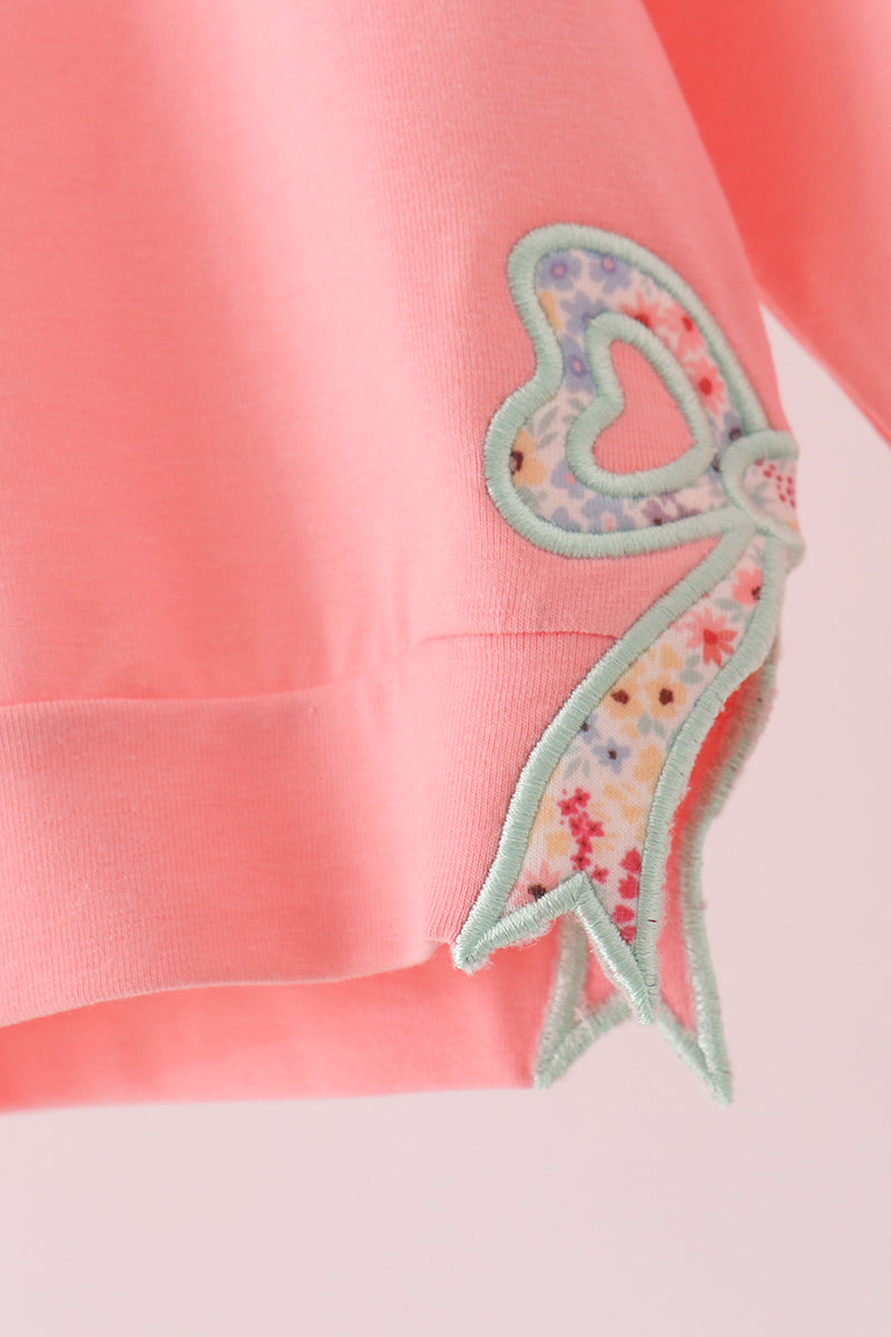 Pink Floral Bow Applique Top