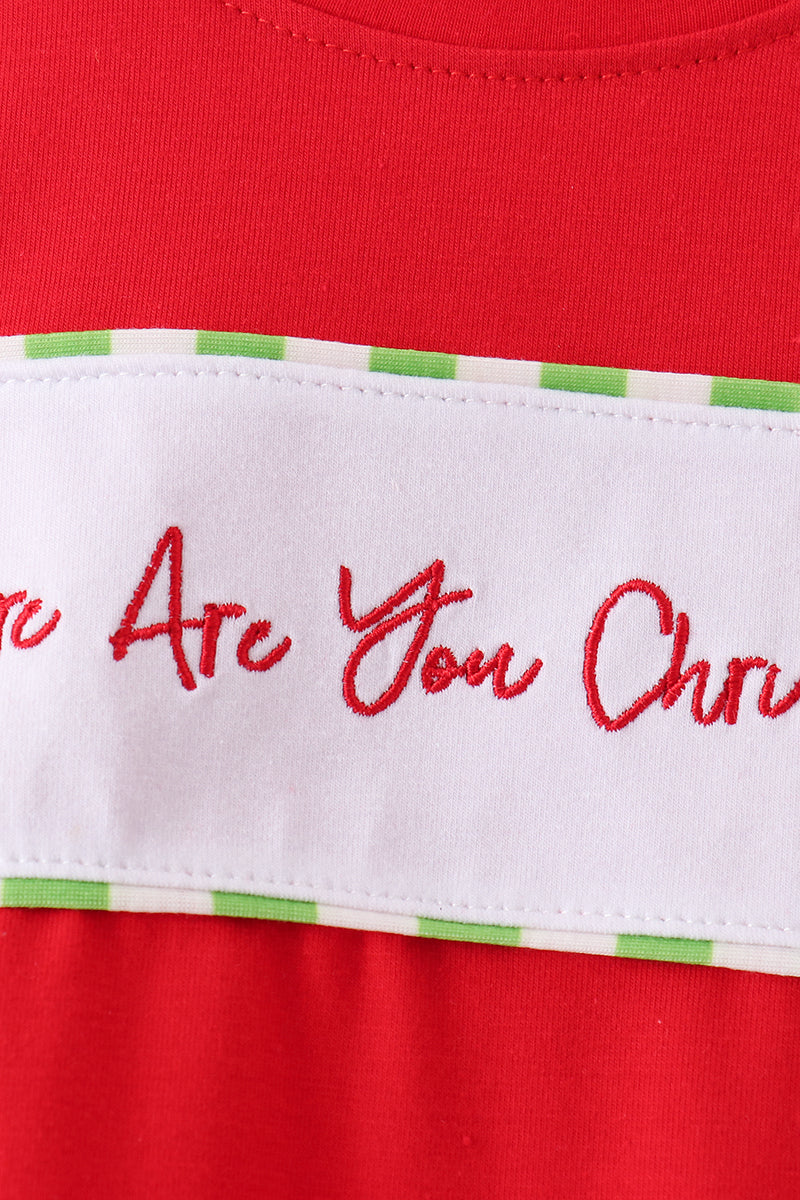 Green Grinch Applique Stripe Pants Set