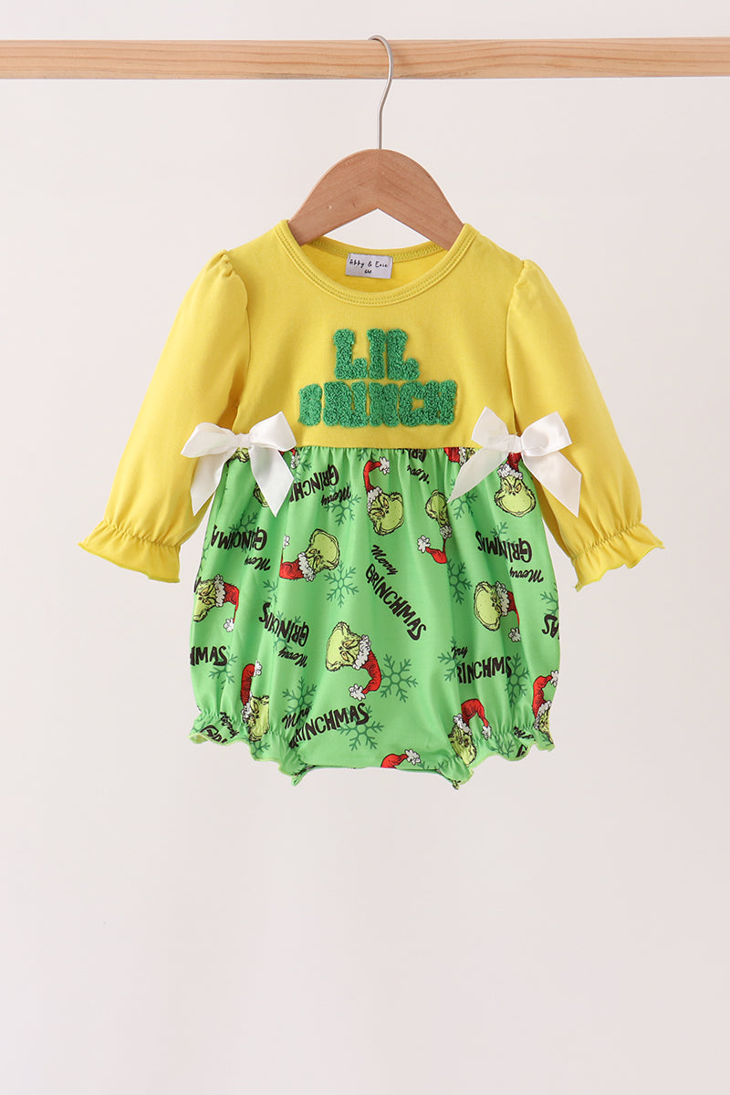 Green Grinch French Knot Bow Bubble