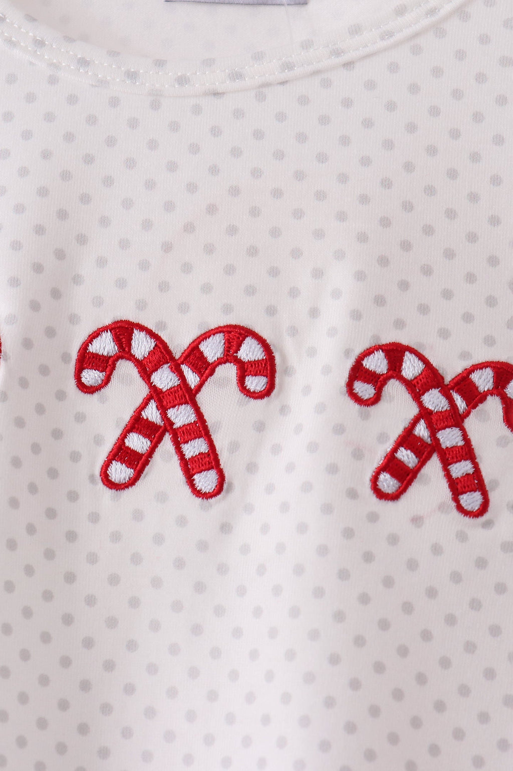 White Candy Cane Smocked polka dot Ruffle Skorts Set
