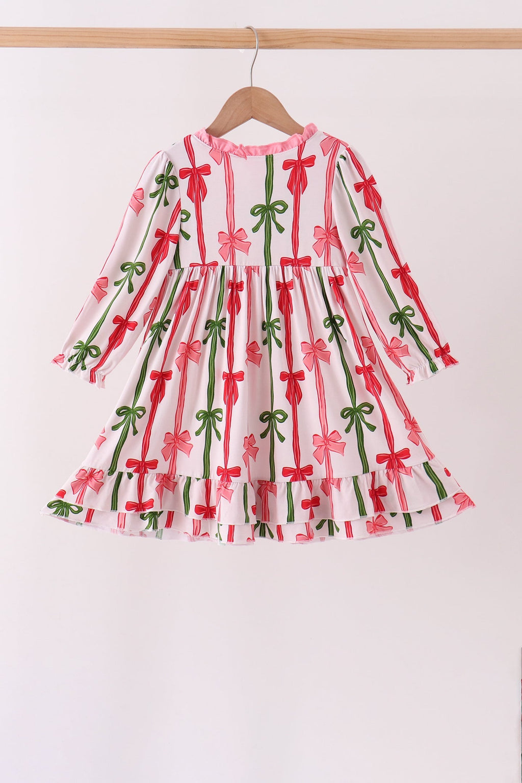 Pink Bow Ruffle Bamboo Dress