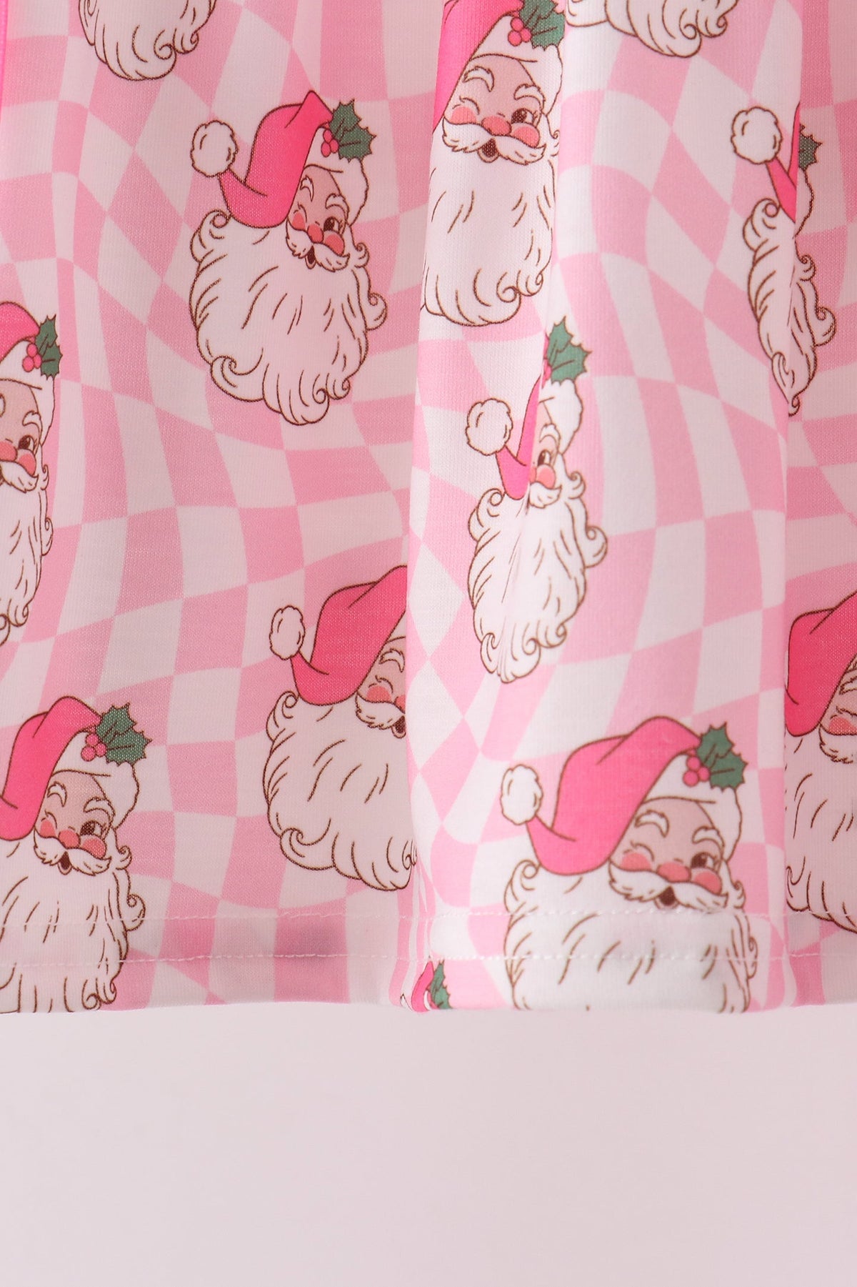 Pink Santa French Knot Bow Pants Set