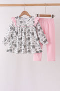 Pink Farm Ruffle Pants Set