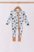 Blue Nativity Zip Bamboo Romper