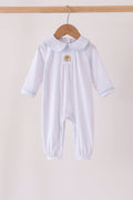 Blue dot turkey embroidery romper