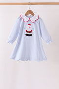 Blue christmas santa embroidery stripe dress