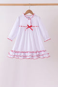 White bow ruffle dress