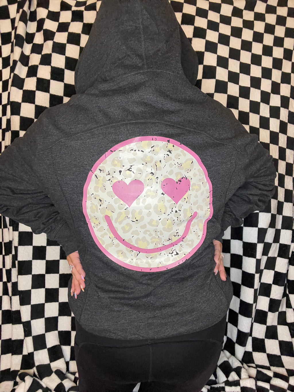 Adult RTS “Pink Cheetah Smile Face” Zip-Up Jacket/Cinchbag
