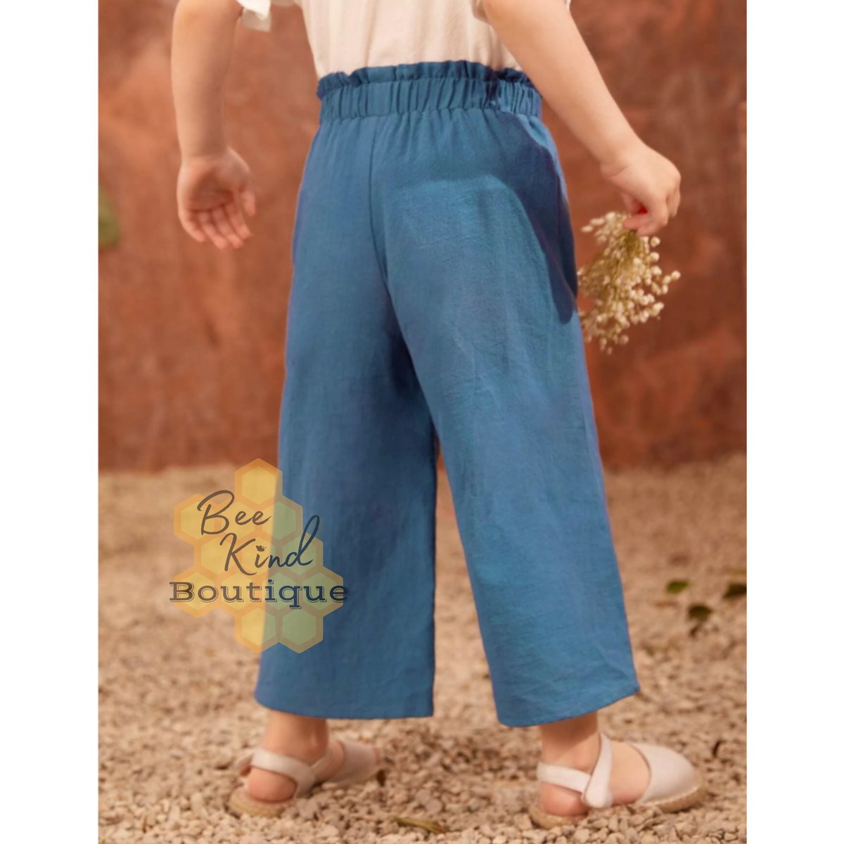 Toddler Blue Paperbag Drawstring Pants