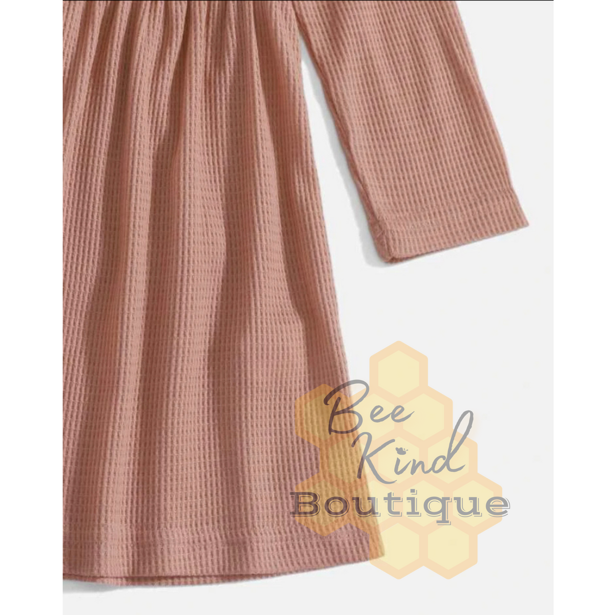 Toddler Waffle Knit Long Sleeved Smock Dress